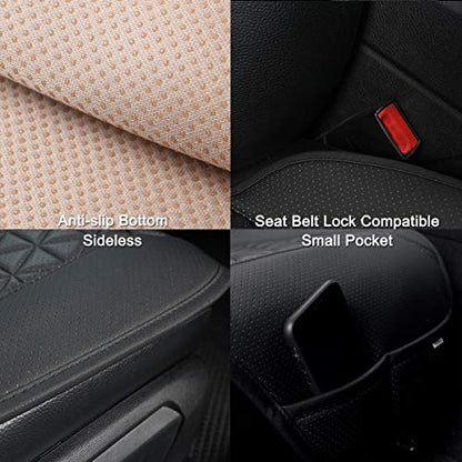 Black Panther 1 Pair Luxury PU Car Seat Covers Protectors for Front Seats, with Partial Backrest Coverage (Middle Part Only), Triangle Pattern, Compatible with 95% Cars - Grey - color: Triangle Pattern - Gray