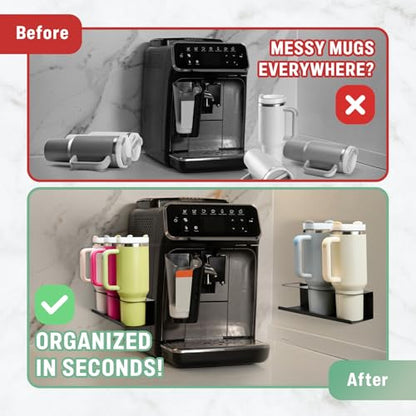 2 Pack Magnetic Stanley Cup Holder for Fridge, Water Bottle Organizer for Tumbler with Double Sided Tape Hold Stanley Cup Accessories for Kitchen Cabinet Wall