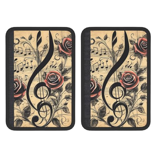 Seat Belt Cover Pads Vintage Music Note Stave Rose Car Seat Belt Covers for Women Men Adults Kids Soft Comfortable Auto Seatbelt Cushion Shoulder Strap Pad Handle Wraps, 1 Pair - color: Vintage Music Note Stave Rose