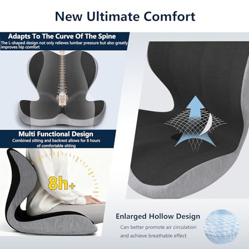 Car Seat Cushion for Long Driving, Office Chair Cushion, Truck Seat Cushion, Memory Foam Seat Cushion Increase Height by 3.94 Inch, Car Seat Cushion for Car, Sciatica & Tailbone Pain Relief