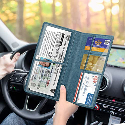 FINPAC Car Registration and Insurance Card Holder, Vehicle Glove Box Card Organizer Wallet Automobile Accessories for License - color: Ocean Blue