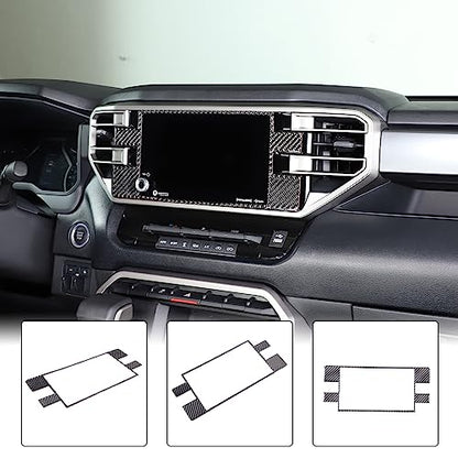 Car Central Control Navigation Screen Frame Decorative Sticker Compatible with Toyota Tundra/Sequoia 2022-2024 Real Carbon Fiber Center Navigation Screen Panel Protect Cover Trim Sticker Accessories - size: Central Navigation Screen Frame Sticker