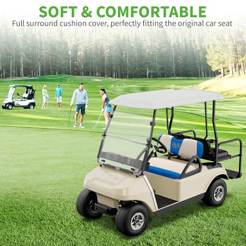10L0L Golf Cart Seat Covers, Super Comfort Cooler Than Vinyl Seat Cover, Front and Rear Seat Cover for Yamaha EZGO Club Car, No Drilling Breathable Mesh Bench Seat Blanket, Machine Washable