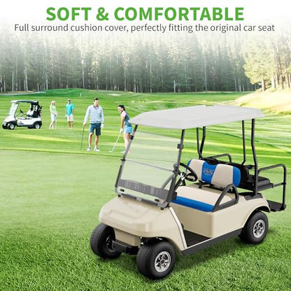 10L0L Golf Cart Seat Covers, Super Comfort Cooler Than Vinyl Seat Cover, Front and Rear Seat Cover for Yamaha EZGO Club Car, No Drilling Breathable Mesh Bench Seat Blanket, Machine Washable