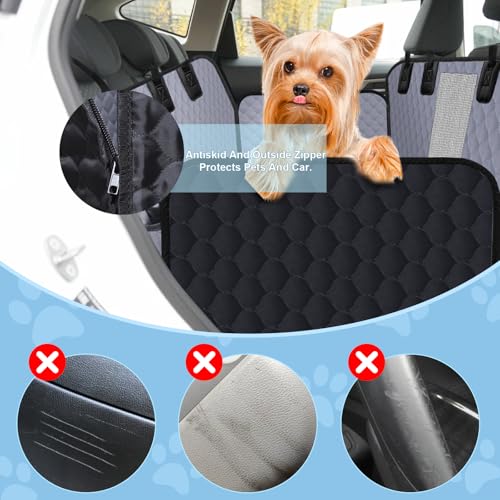 Dog Car Seat Cover for Back Seat, Waterproof Protector with Side Flaps, Scratchproof Hammock, Non-Slip Bottom for Cars/Trucks/SUVs (Grey) - color: Grey
