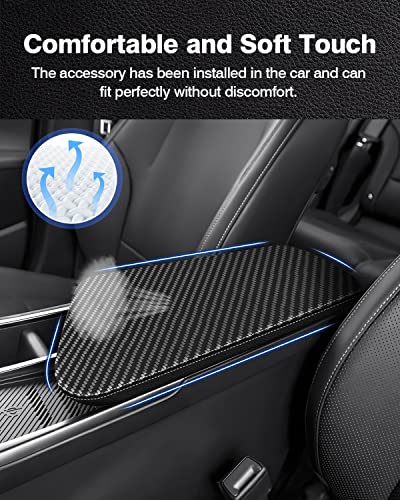 Autorder Center Console Cover for Kia EV6 2022-2026 Accessories Carbon Fiber Armrest Cover Anti-Scratch Middle Console Pad Leather Armrest Protector - size: 2022-2026 Kia EV6