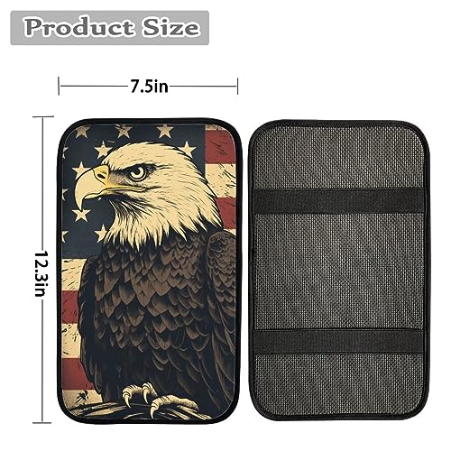Car Center Console Pad, Universal Waterproof Car Armrest Seat Box Cover, Car Interior Accessories for Most Vehicle SUV Truck Vintage American Flag Eagle Car Armrest Pad - color: vintage american flag eagle