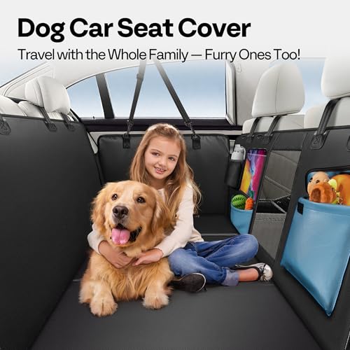 Dog Car Seat Cover for Back Seat 53", Upgraded PU Leather Back Seat Extender with Hard Bottom Holds 400LBS, Waterproof Anti-Scratch, Backseat Cover for Dogs in Car, SUV & Small Truck - size: Large