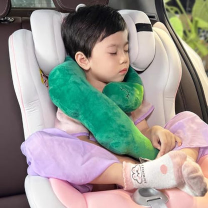 Car Travel Pillow for Kids Car Seat Pillow Cute Cartoon Travel Pillow Cushion Breathable Head and Body Support Pillow for Sleeping Travel Neck Rest Car Seat Pillow Long Journey&Road Trip - color: Green Dinosaur