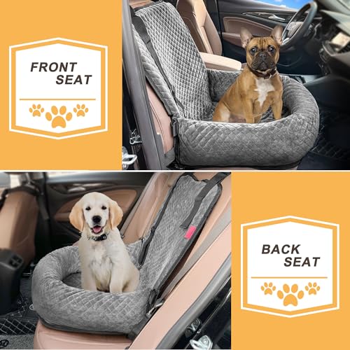 Sephyroth Dog Car Seat for Small/Medium Dogs,Dog Car Bed Washable Pet Travel Safety Seat,Super Soft Safe Removable Puppy Car Seat(Gray) - color: Gray, size: Small