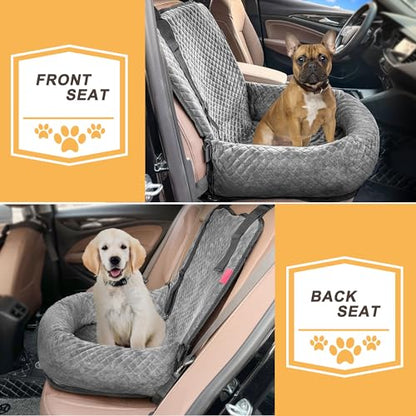 Sephyroth Dog Car Seat for Small/Medium Dogs,Dog Car Bed Washable Pet Travel Safety Seat,Super Soft Safe Removable Puppy Car Seat(Gray) - color: Gray, size: Small