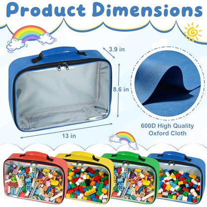 4 PCS Toy Storage Bags, Magnetic Tiles Storage Bag With Visual Top Flap, Label Pocket and Mesh Pockets Fit for LEGO, Building Blocks, Magnetic Tiles, Toy Cars - size: 4PCS(4 Medium）