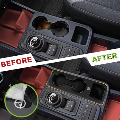 Muslogy Center Console Cup Holder Inserts Compatible with 2022-2026 Ford Maverick Accessories Middle Console Drink Holder Silicone Black Organizer Non-Slip Drink Stopper - size: 2022-2025 Ford Maverick