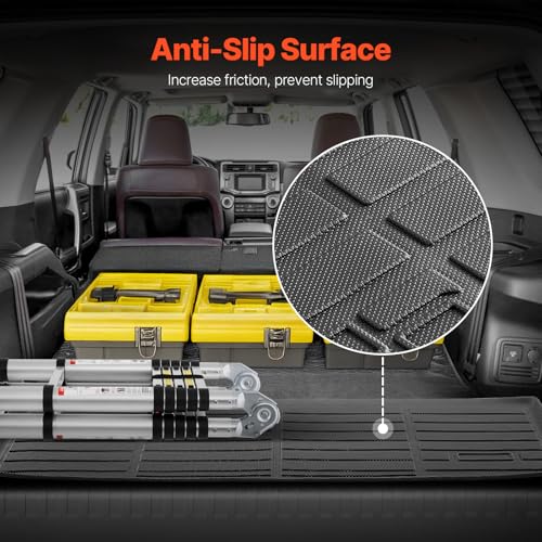 VEVOR Cargo Mats Compatible with 2016-2022 & 2023-2024 Honda Pilot, Custom Fit TPE Cargo Liner Set for SUVs, Trunk and Back Seat Protector Replacement, Black, Trunk Mat and Backrest Mats - style: Honda Pilot 2016-2024