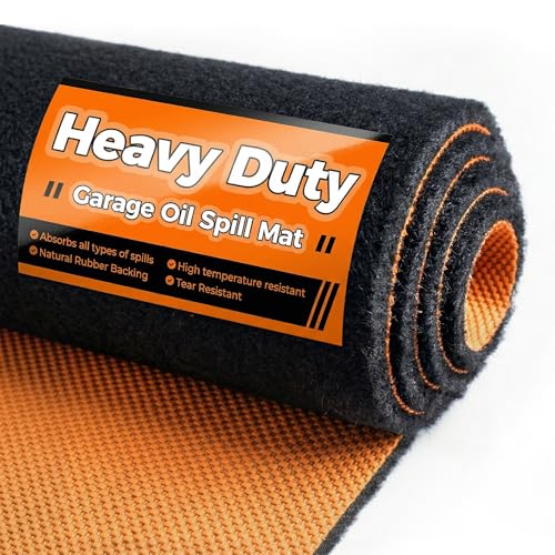 Heavy Duty Oil Spill Mat, Garage Floor Mat for Under Car, 64" X 32", Waterproof, 1/4" Rubber Backing Protects Floor, Reusable, Absorbs All Types of Spills, Oil Absorbent Pads (Black, 64" x 32") - size: 64"L x 32"W x 0.3"Th (Rectangular)