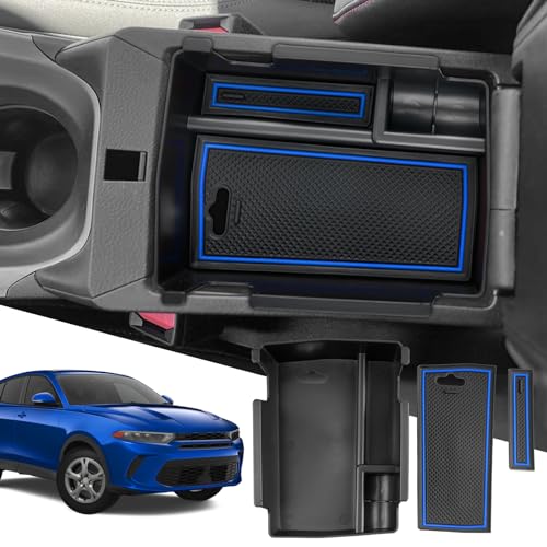 SXCY Fit for 2023-2025 2026 Compass/Hornet Center Console Organizer Tray 2023-2026 Compass Hornet Accessories 2022 2023-2025 2026 Compass Armrest Console Insert Box 2023 Hornet ABS Storage Blue Mats - color: 2022-2026 Compass/Hornet Console Organizer Blue