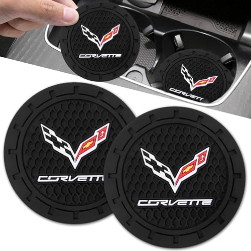 Car Cup Holder Coaster for Corvette C6 C7 C8 Cupholder Coaster Interior Accessories 2.75in 2Pieces Black - color: Black-04