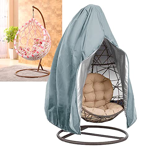 【Upgraded】Patio Egg Chair Covers with Zipper, Wicker Egg Swing Chair Covers, Waterproof Heavy Duty Weather Resisatnt Outdoor Chair Cover, Windproof Hanging Chair Cover, 75" x 45", Grey, 1 Pack - color: Grey, size: Single Seat 75'' (L) x 45''(W)