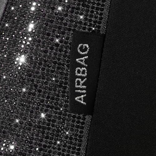 CAR PASS Bling Diamond Black Leather Car Seat Covers Full Sets Interior Sets, Waterproof Shining Glitter Sparkly Crystal Universal Armrest Fit Automotive Truck SUV Cute Women Girl, Black PU Rhinestone - color: Black Rhinestone, size: Full Set