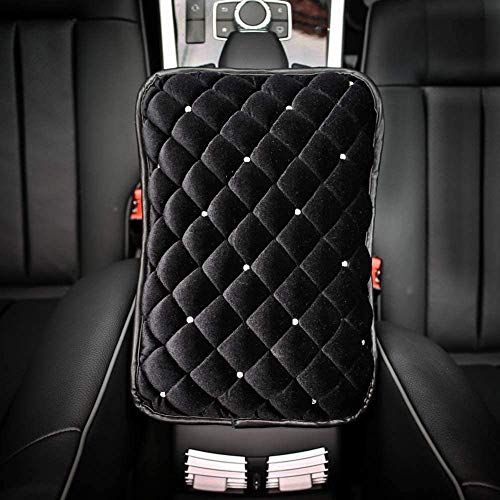 Bling Bling Car Armrest Cover Auto Center Console Protective Cover Luster Crystal Rhinestone Car Arm Rest Cushion Pad Car Interior Accessory (Black 2) - color: Black 2