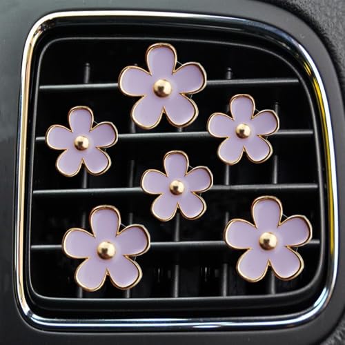 Air Vent Clips - 6 Pcs Daisy Flower Car Decoration for Air Vent & Conditioning - Handmade Car Interior Accessories Decor - Cute Charm & Gifts for Women - color: Periwinkle,Periwinkle,Periwinkle