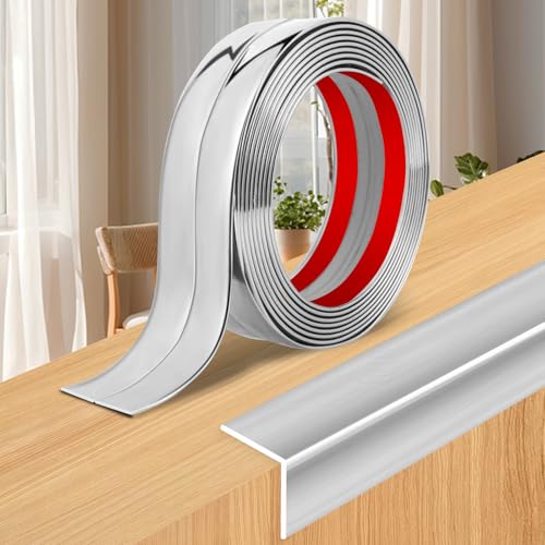 Wall Corner Protector Moulding Trim Peel and Stick Wall Corner Guards Trim Flexible Self Adhesive Edge Protector Moulding, 0.8 in x 10 Ft, Silver - color: Silver, size: 0.8 In x 10 Ft