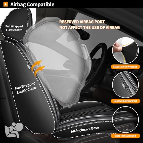 AOMSAZTO Seat Covers Full Set 5 Seats Custom Fit for Honda Ridgeline 2006-2014 & 2024-2025: Seat Cover Leather Breathable Waterproof Compatible Airbag (Black&Gray) - color: #092 Black&Gray, size: 2006-2014&2024-2025-5 seat covers full set