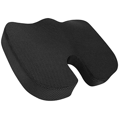 Amazon Basics Comfortable Seat Cushion for Office Chairs, Enhanced Memory Foam with Cooling Gel, Non-Slip, Long Sitting Support, Black - size: Seat Cushion, style: Memory Foam