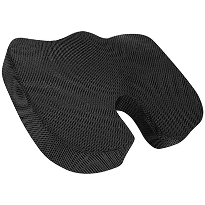 Amazon Basics Comfortable Seat Cushion for Office Chairs, Enhanced Memory Foam with Cooling Gel, Non-Slip, Long Sitting Support, Black - size: Seat Cushion, style: Memory Foam