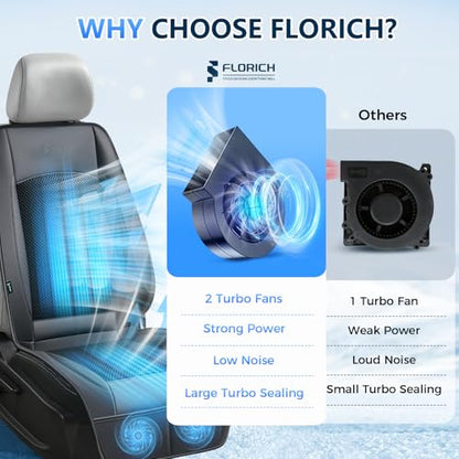 Upgraded Cooling Car Seat Cover Front Seat with Blowing&Suction, 12V-24V Ventilated Car Seat Cushion with 2 Turbo Fans, 3-Speed Adjustable Universal Fit Breathable Car Cushion for Summer Driving-Black - color: 2 Turbo Fans-Black