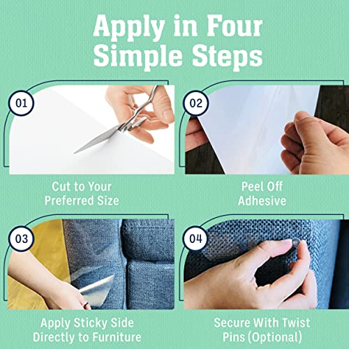 6 Pack XL Anti Cat Scratch Furniture Protector - Couch Protector from Cat Claws w/Twist Pins, Clear, Easy-to-Apply Scratching Deterrent and Shield for Sofa (Not for Leather, Velvet, Microfiber)