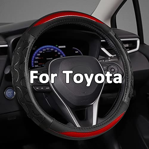 GIANT PANDA Steering Wheel Cover for Toyota, Auto Car Steering Wheel Cover for Toyota Highlander Rav4 Corolla Camry,Standard Size - Red - color: B-Black+Red, size: 14.5 - 15 inches