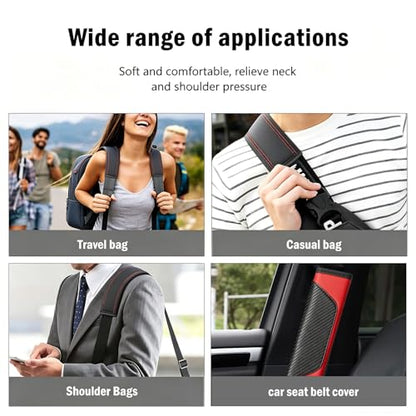 Carbon Fiber PU Leather Seat Belt Covers - 2Pcs, Black and Red Sporty Seat Belt Pads, Universal Fit for Car Truck SUV - color: yd-red