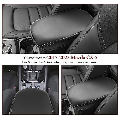 SKTU for 2017-2024 2025 Mazd a CX-5 Center Console Cover 2023 2024 2025 CX5 Central Console Armrest Pad 2025 CX-5 Seat Box Cover 2025 CX-5 Center Console Soft Cushion (White) - color: 2017-2025 CX-5 White