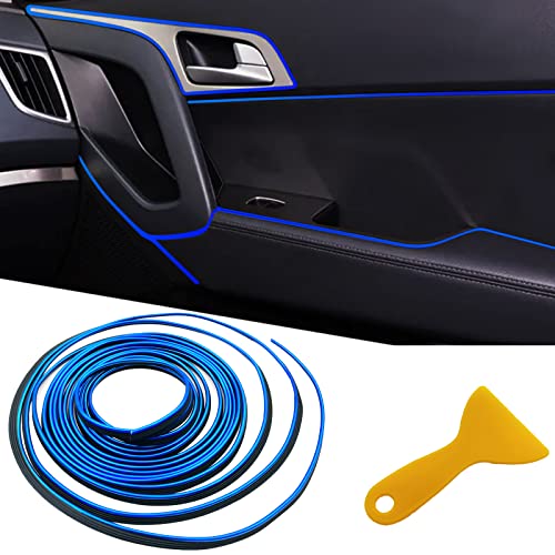 Car Interior Trim Strips,Universal 9.8 ft Car Electroplating Decoration Styling Door Dashboard, Flexible Interior Trim Accessories with Installing Tool(Blue) - color: Blue, size: 9.8FT