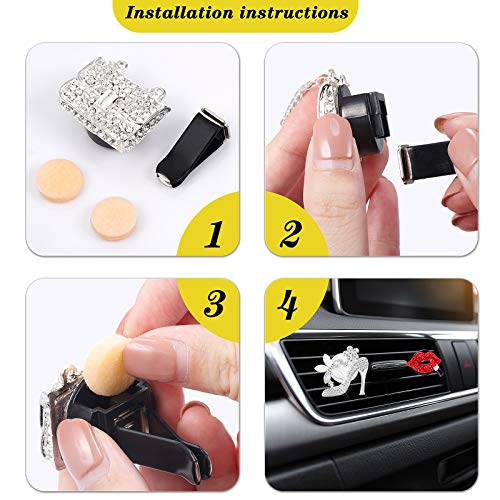 6 Pcs Car Vent Clips with Rhinestone, Bling Air Fresheners Vent Clips with Aromatic Soft Pad, Car Diffuser Accessories for Women, Automobile Air Conditioning Vents Decorations for Cars, Trucks, Suvs