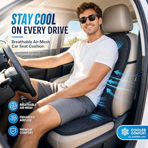 1Pcs Summer Cooling Breathable 3D Air Mesh Car Seat Cushion Pad Cover Universal Fit for Car Truck Pickup SUV Bus Driver's Seat (Black)
