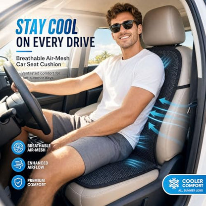1Pcs Summer Cooling Breathable 3D Air Mesh Car Seat Cushion Pad Cover Universal Fit for Car Truck Pickup SUV Bus Driver's Seat (Black)