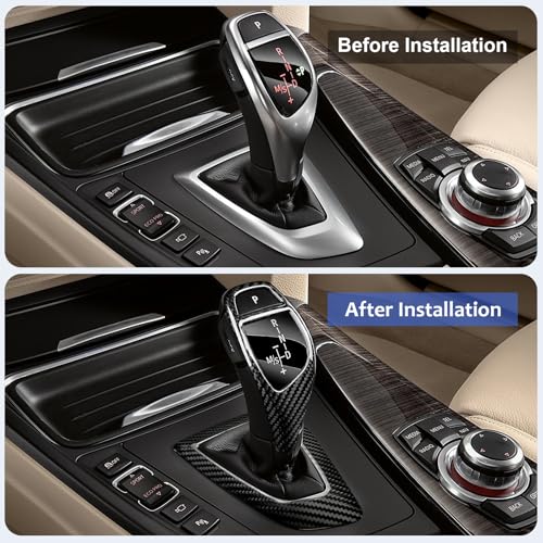 T-carbon Real Carbon Fiber Control Gear Box Shift Knob Panel Frame Cover Trim Protector Compatible with BMW F20 F21 F22 F23 F30 F31 F32 F33 F34 F35 F36 M2 Interior Accessories 2013-18-Glossy Black