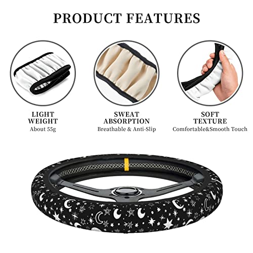 Moon Space Steering Wheel Cover Neoprene Universal 15 Inches Car Steering Wheel Protector for Women Men