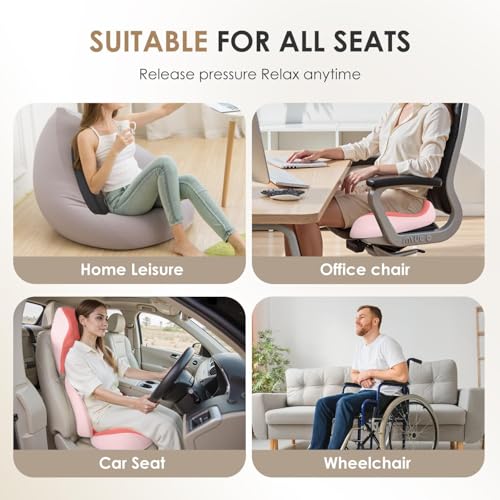 Car Seat Cushion & Lumbar Support Pillow & Car Neck Pillow Ergonomic and 100% Memory Foam, Upgraded Larger and Breathable Car Seat Cushion & Back Support Pillow - Pink - color: B-cushion&lumbar&neck Pillow-pink