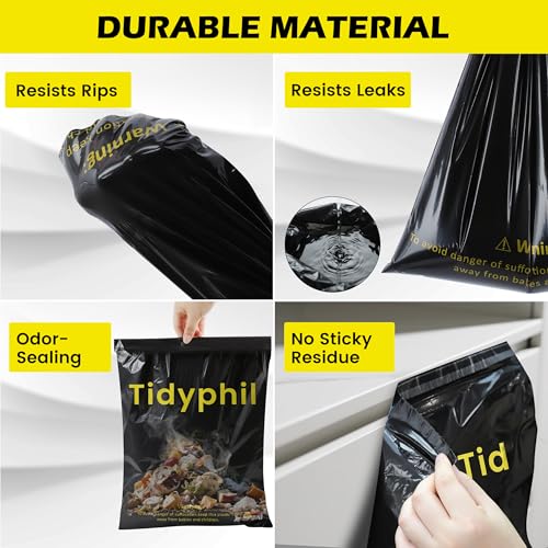 50 PCS Disposable Car Trash Bags Hanging, Leak-proof, Odor Seal. 2 Gallon Car Garbage Bags, Big Capacity. Independent of Car Trash Can, Easy Stick-On Car trash Bin for Car, SUV, Truck, Stroller. Black