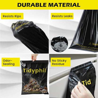 50 PCS Disposable Car Trash Bags Hanging, Leak-proof, Odor Seal. 2 Gallon Car Garbage Bags, Big Capacity. Independent of Car Trash Can, Easy Stick-On Car trash Bin for Car, SUV, Truck, Stroller. Black
