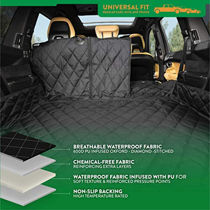 Convertible Cargo Liner | Diamond Stitching | Washable & Waterproof Dog Cargo Protection | Cover Car, Truck, & SUV | Nonslip, Tear Resistant Pet Cargo Cover | Regular Black