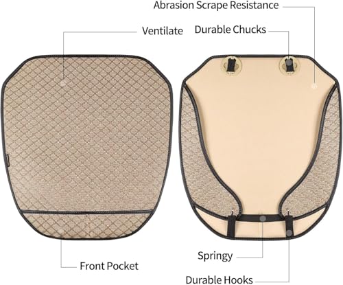 1 Pack Bottom Car Seat Cover with Storage Pocket，Breathable Car Seat Protector，Luxury Front Seat Cover，Anti-Skid Four Seasons General, fits Most Vehicles.(Beige,1PC) - color: Beige-Front-1pc