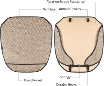 1 Pack Bottom Car Seat Cover with Storage Pocket，Breathable Car Seat Protector，Luxury Front Seat Cover，Anti-Skid Four Seasons General, fits Most Vehicles.(Beige,1PC) - color: Beige-Front-1pc