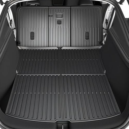 SUPER LINER 2025 2026 Tesla Model Y Juniper Floor Mats & Accessories & Extra-Thick TPE Cargo Liners CabinProtect™ for 5-Seater | All-Weather Pet & Child-Friendly System(Not for Standard) - size: 10-Piece Set | Small