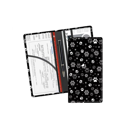 Leather Car Registration and Insurance Card Holder, Cute Car Accessories Vehicle Glove Box Car Organizer for Documents, Cards, License Cute Black White Dog Paw - color: Cute Black White Dog Paw