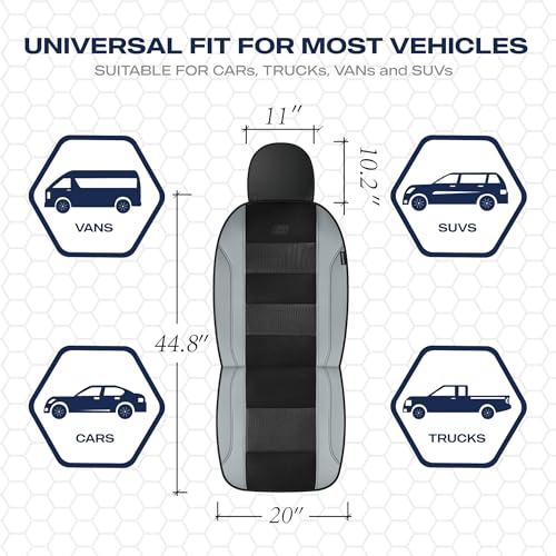 Skechers Air-Cooled Seat Covers, Memory Foam Car Seat Covers Front Seats, Airbag Compatible,Universal Fit for Most Cars, SUVs, Vans and Trucks,Grey - color: Black/Gray, size: Two Front