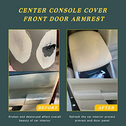 A ABIGAIL Center Console Armrest Cover Replacement for 2009 2010 2011 2012 2013 2014 2015 Honda Pilot Auto Leather Suture Console Lid Cover Replacement (Beige) - color: Beige, size: Front & Center